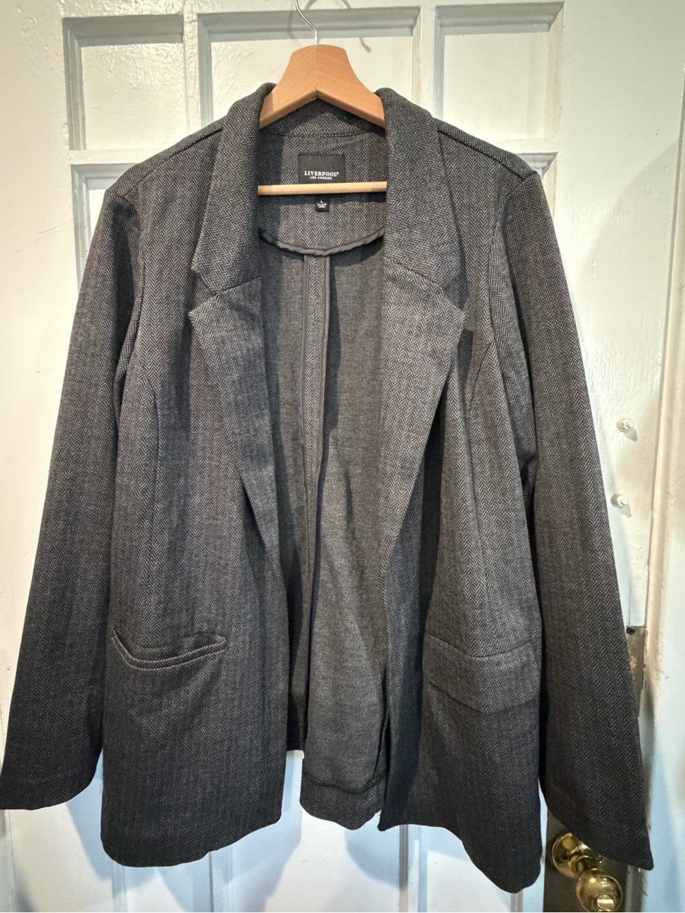 Liverpool Men's Gray Herringbone Blazer